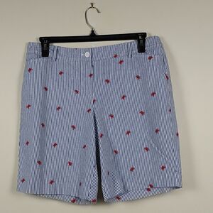 Talbot's Girlfriend Cotton Pinstripe Shorts with Crab Print Size 14P